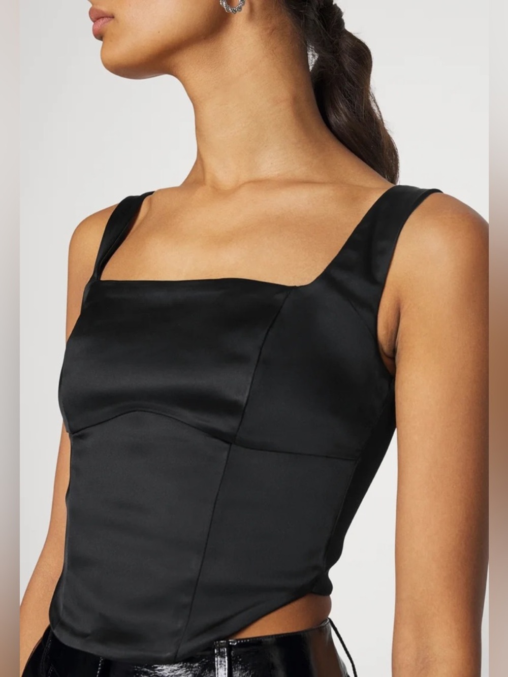 Abercrombie & Fitch Corset Top Black Satin Cropped Medium M